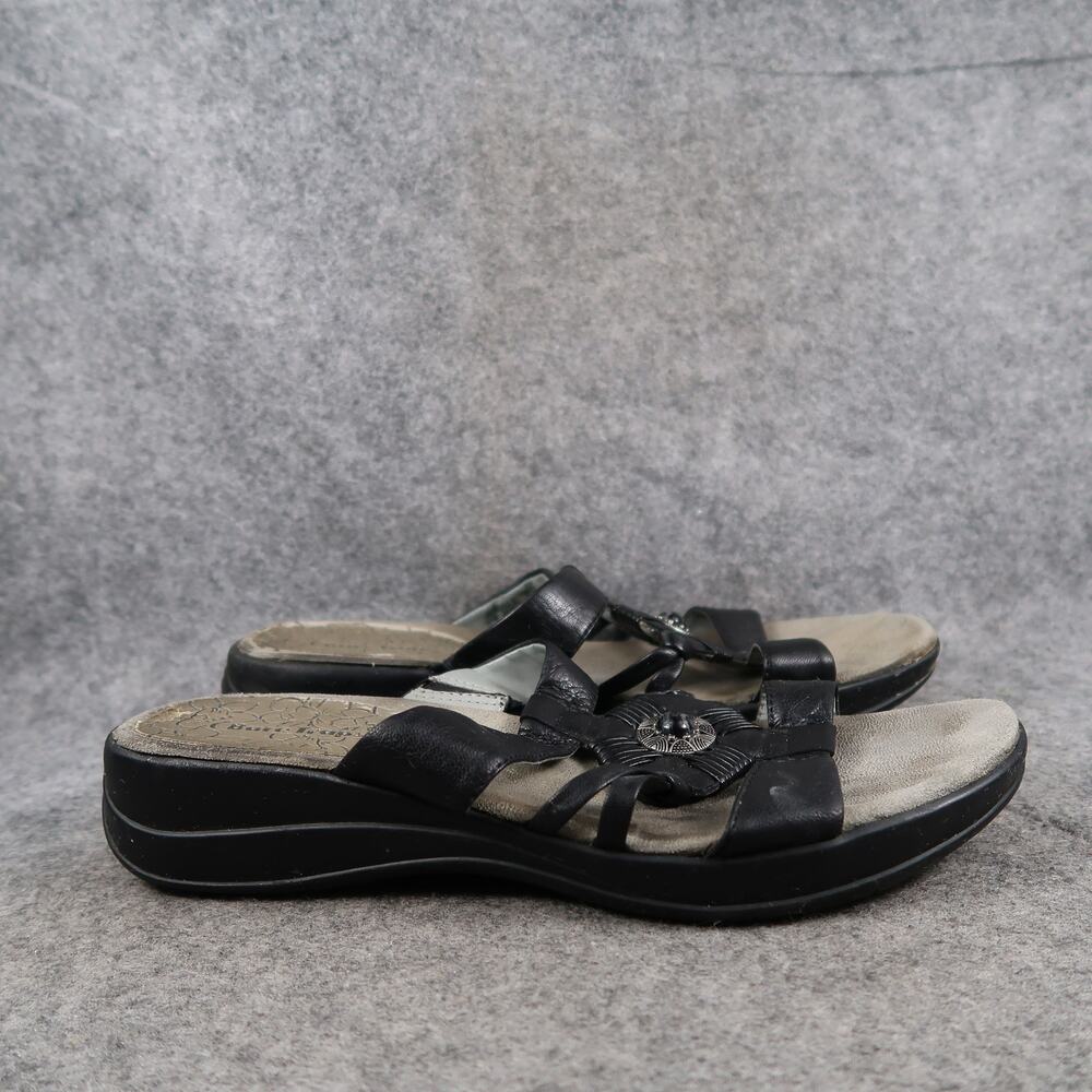 Bare Traps Shoes Womens 9.5 Sandal Fashion Slip On Casual Open Toe Leather Black